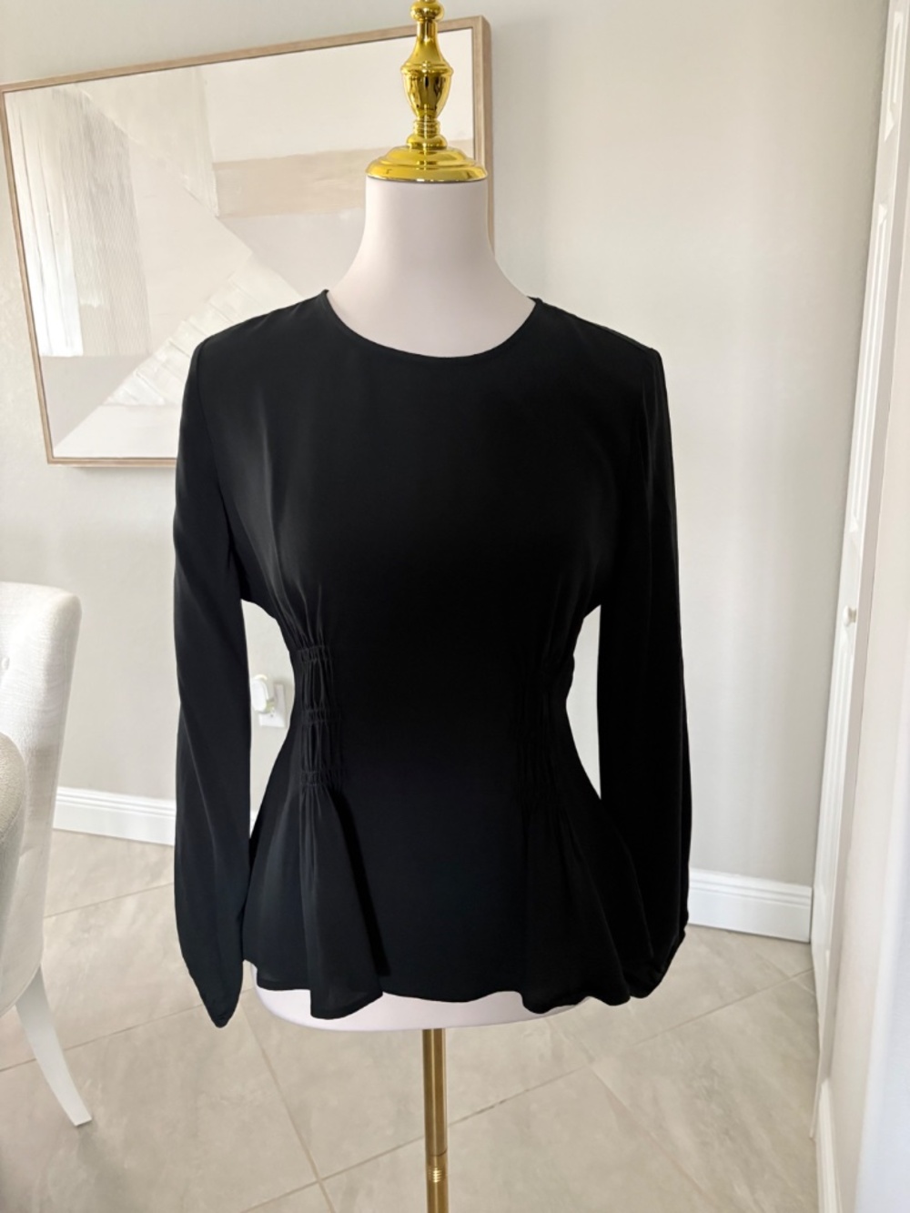 NWT J Crew Shirred-waist top in viscose crepe